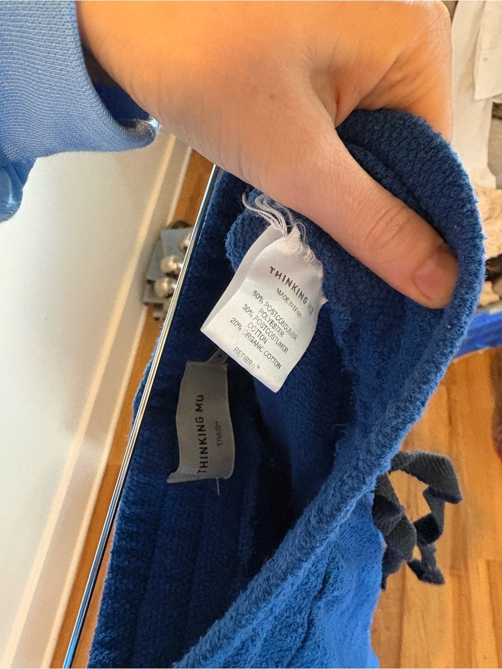 Blue Wide-Leg Drawstring Pants - Picture 4 of 4